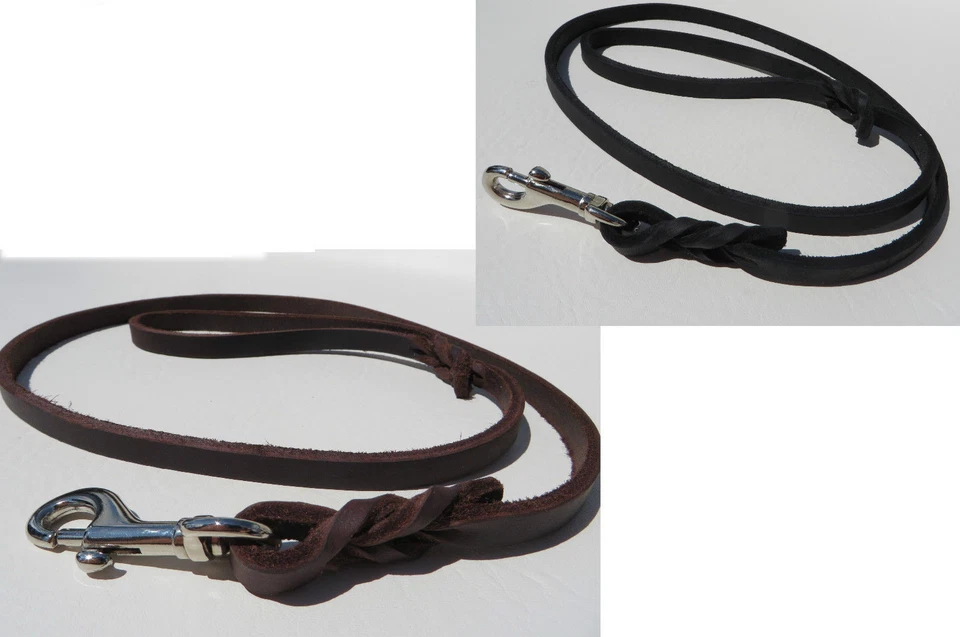 fwf Fettlederleine Jagdleine Lederleine Chrom Haken 1m, 2m, 3m - Bild 1 von 1