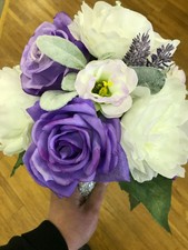 15 Piece Purple Bridal Party Flower Bouquets, Boutonnieres and Corsages