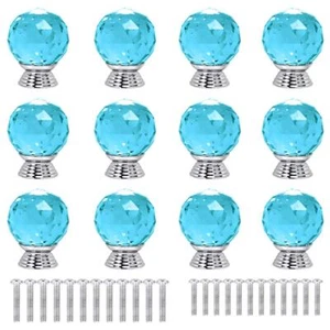 ANJUU 12 Pcs 30mm Round Shape Crystal Glass Cabinet Knobs with Screws Drawer ... - Picture 1 of 6