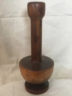Candelabro UNA SOLA VELA 13,5" Alto Hecho a Mano MADERA MACIZA Suave Artesanal Burl Foto 1 de 4