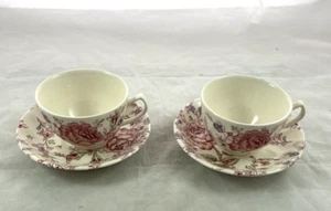 Johnson Brothers England Pink Rose Chintz Cup and Saucer  Set of 2 - Picture 1 of 7