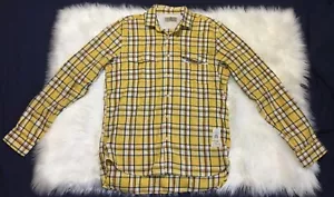Real Vintage Solly Jeans Company Mens Yellow Striped Patch Button Up Shirt Sz 40 - Picture 1 of 9