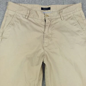 GANT Uomo Pantaloni W31 L32 (Etichetta: W32 L34) Cotone Beige Regolare Dritto - Foto 1 di 12