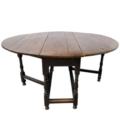 Large Antique English Georgian Oak Oval Gate-Leg Dining Table c. 1780 - Image 1 of 4