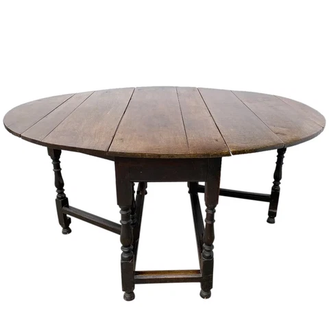 Large Antique English Georgian Oak Oval Gate-Leg Dining Table c. 1780 Cover