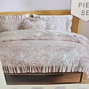 6-pc RACHEL ZOE FLORAL Twin XL Toile PINK Ruffle Lace Fancy Comforter & sheets - Picture 1 of 13