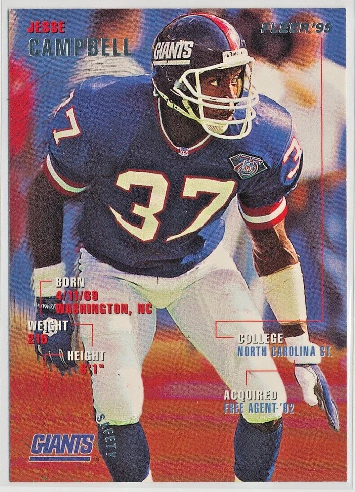 1995 Fleer Football - Jesse Campbell - New York Giants - Base - #277 - Image 1 of 2