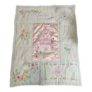 Disney Baby Blanket Princess Castle pink satin Quilt Comforter Little Dreamer - Picture 1 of 9