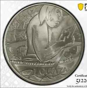 Guatemala, 5ª Serie Iberoamericana, Quetzal 2002, Canoa Pescador, PCGS PR69DCAM - Imagen 1 de 4