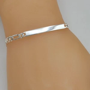 Pulsera de cadena de identificación de eslabones Figaro de plata de ley maciza 925 - 4,5 mm. Unisex - Imagen 1 de 5