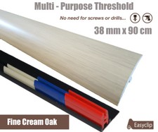Threshold Strip Transition Trim for Flooring Door Bar Cover 38mm X 90cm Adhesive Fine Cream Oak