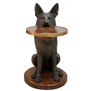 Maitland Smith German Shepherd Accent Table - Elegant Metallic Brown Home Decor - Picture 1 of 9