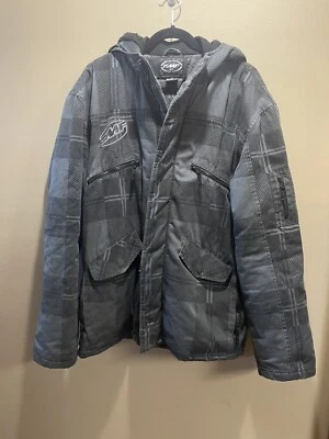 FMF International куртка мужская XL черный/серый полный молнии зимнее пальто карманы клетку - Изображение 1 из 4