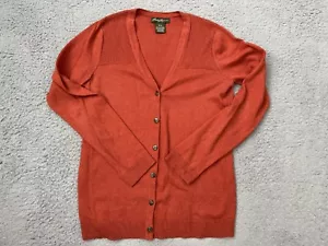 Eddie Bauer Cardigan Womens XS Orange Cotton Wool Blend Sweater - Picture 1 of 7