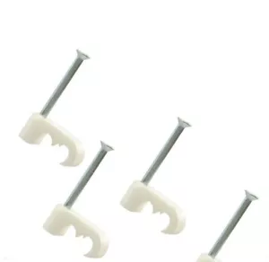100 X WEISSE DOPPELFLINTE KOAX KABEL CLIPS WF65/CT63 FÜR SKY PLUS HD Q FREESAT - Bild 1 von 3