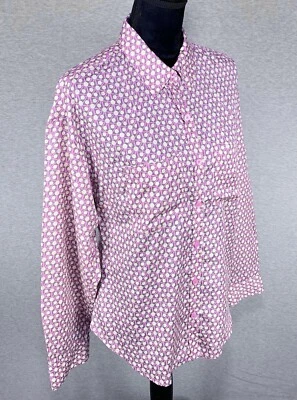Kut from the Kloth Pink Geometric Polka Dot Lightweight Button Down Women’s M - Image 1 of 4