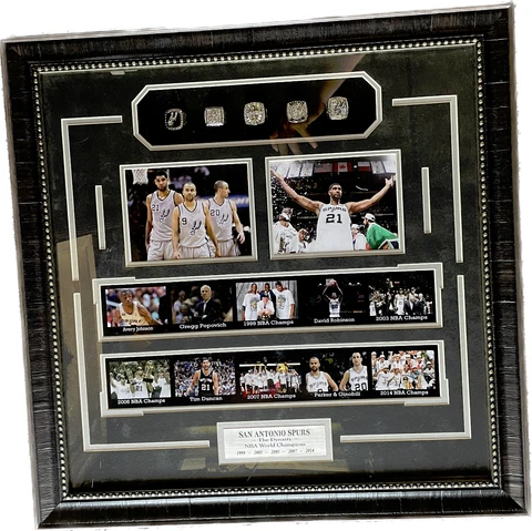San Antonio Spurs Framed Replica Championship Rings & Photos Duncan Cover