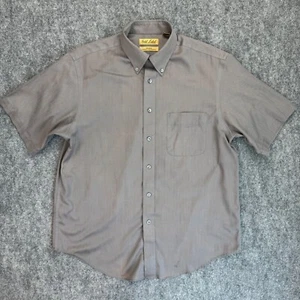 Roundtree & Yorke Gold Label Shirt Mens L Gray Herringbone Button Up Non-Iron - Picture 1 of 10