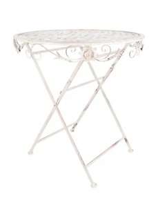 Mesa Pequeña Hierro Blanco Shabby de Jardín Balcón Terraza En Estilo Shabby - Imagen 1 de 3