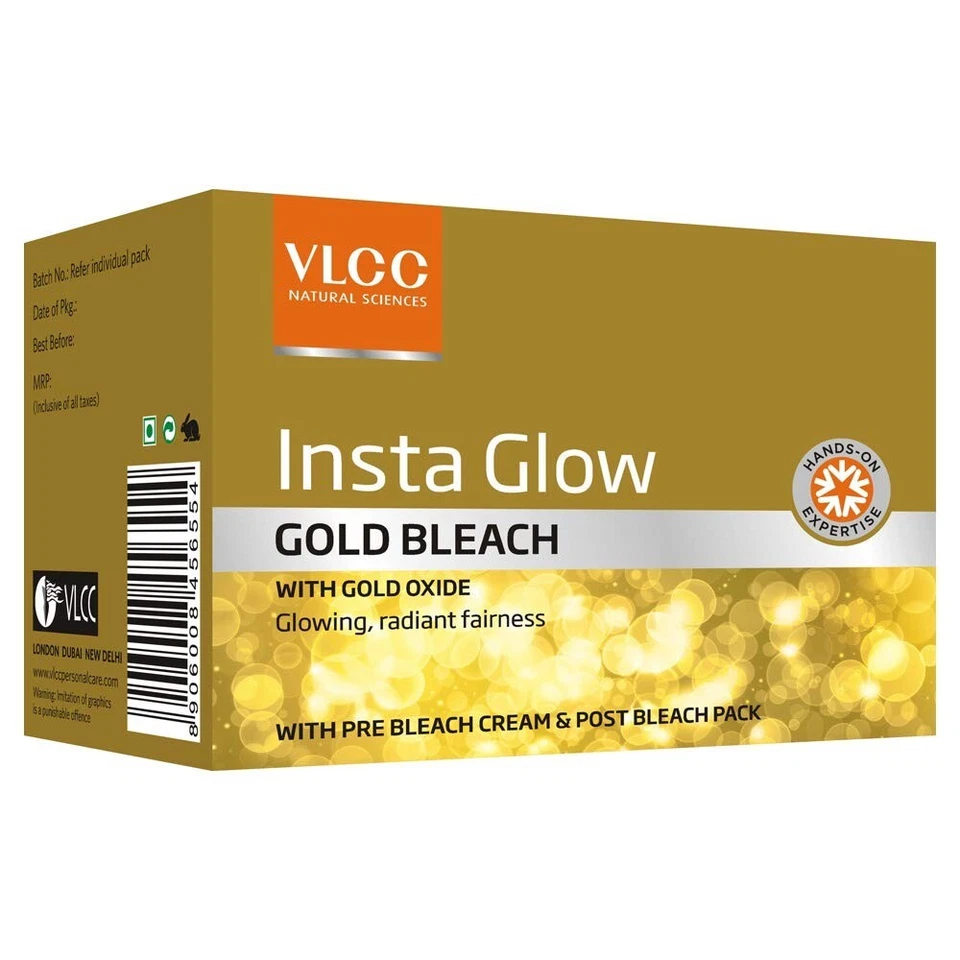 VLCC Insta Glow Fairness Gold Bleach Cream for Removing Tan Facial Hair 30 Gmx1