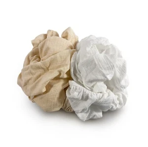 Organic Muslin Cot Sheet Set – Ultra-Soft & Breathable | Cream & White (Set of 2 - Picture 1 of 4