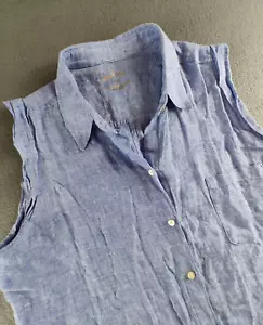 Camiseta sin mangas Lilly Pulitzer de lino para mujer con botones azul preppy talla M - Imagen 1 de 17