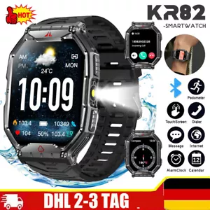 Smartwatch Herren Militär mit Telefonfunktion Sprachassiste Blutdruckmessung - Bild 1 von 15