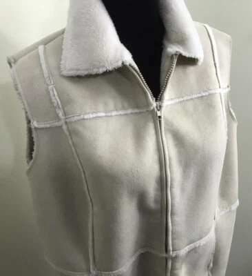 Relativity Women’s Faux Shearling Ivory Vest Zip Front Size 1X - Image 1 of 4