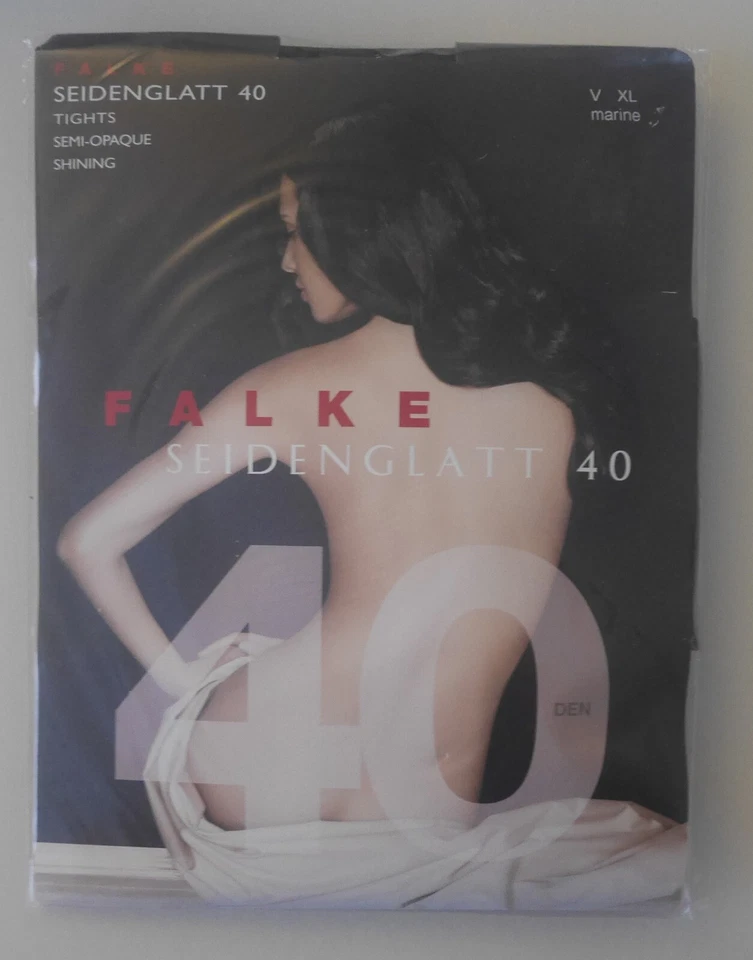 Nuevo y EMBALAJE ORIGINAL: ¡Mallas Falke Seidenglatt 40 Den! Talla V / XL! Azul marino (azul oscuro) Foto 1 de 3