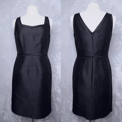 Vestido Vaina TALBOTS NUEVO SIN ETIQUETAS Negro Seda Lana Talla 10 Forrado LBD Shantung Clásico Foto 1 de 4