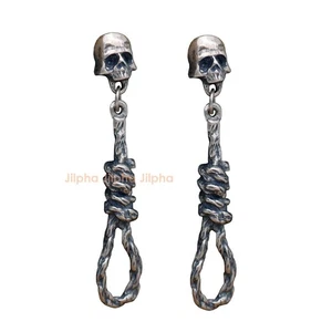 Sterling Silver Skull Drop Dangle Stud Single Earring for Men Women A4672 - Picture 1 of 8