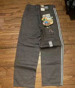 Vintage Ice Pole Jeans Mens 30x31 Black Denim Wide Leg Baggy Skater Y2K - Picture 1 of 3