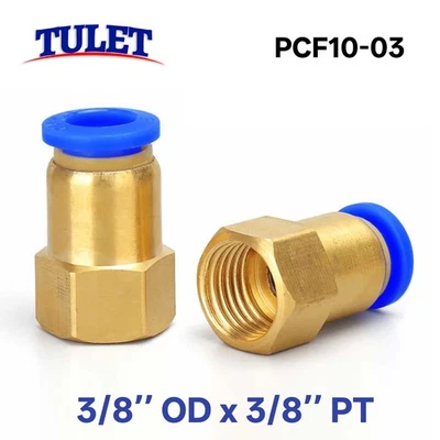 5 Pneumatic 3/8" Tube x 3/8" PT Female Connector Push in to Air Connect Fitting - Image 1 of 3