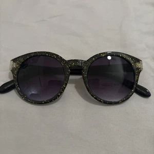 Juicy Couture Designer Sunglasses Round Black Gold Glitter Sparkles Dark Y2K - Picture 1 of 8
