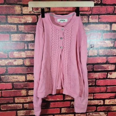 Мини Boden розовый девочек кардиган хлопок 7/8Y 3 кнопки открытый передний опрятный - Изображение 1 из 4