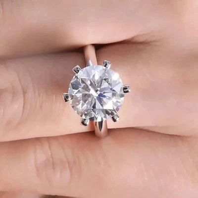 Anillo de oro blanco AAA 14K de diamantes blancos de corte redondo VS1 certificado RARO 3,00 quilates Foto 1 de 4