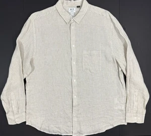 No17 H&M Essentials Mens Shirt Size 2XL Linen Long Sleeve Striped Button Down - Picture 1 of 10