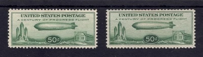 TWO (2) US Scott # C18, MINT / Hinged 50¢ Baby Graf Zeppelin Air Mails! SCV $90 - Image 1 of 2