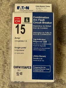 Disyuntor Eaton CHFN115AFCS 15 Amp 120-240-V 1 polo AFCI coleta falla arco - Imagen 1 de 5