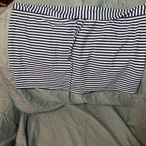 TORY BURCH  Large L CLEMENTE SKIRT SWIM COVER Striped Blue / White - Picture 1 of 4