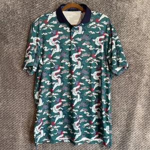 Greyson Men’s Wolf Slayer Jungle Mens Golf Polo Blue Green Size Large NWT - Picture 1 of 10