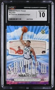 2022-23 Panini Hoops Giannis Antetokounmpo #3 Skyview Basketball CGC 10 - Picture 1 of 2