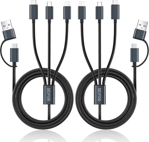 Multi Ladekabel 5 in 1, 2 Stück 4 Fuß USB C/A Multi Ladekabel auf Typ-C/Mikrofon - Bild 1 von 12