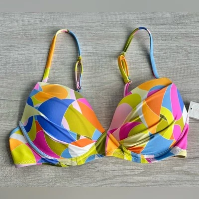 Top de bikini con aros estampado abstracto Raisins Juniors talla grande Foto 1 de 4