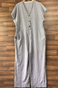 Barbour Blue & White Stripe “Dover” Jersey Cropped Wide Leg Jumpsuit Size 18 VGC - Picture 1 of 9