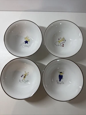 Set 4 ciotole per cereali RENNA DI BABBO NATALE in ceramica da fienile RITIRATO - Immagine 1 di 4