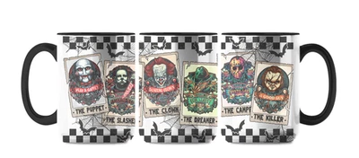 Taza de café/té de cerámica de 11 oz o 15 oz - Halloween - Envoltura de tarjetas de tarot de personajes - Regalo Foto 1 de 2