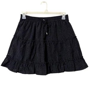 JODIFL Mujer Talla Grande Pull On Negro Falda Escalonada Cintura Elástica Cuadros Nuevo Con Etiquetas - Imagen 1 de 9