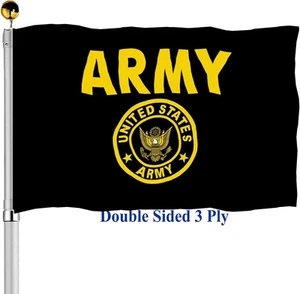 Army Crest Flags 3X5 Outdoor Double Sided- US Golden Army Crest Military Flag 3 - Picture 1 of 7