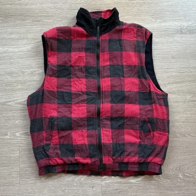 CHALECO DE CAZA VINTAGE para hombre de los 90’s cremallera aislante TALLA GRANDE gloria descolorida a cuadros  Foto 1 de 4